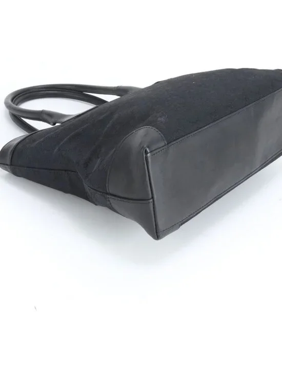 Gucci GG Canvas Leather Tote Shoulder Hand Black Rue - Picture 5 of 11